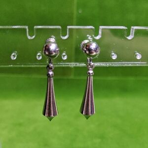 Vintage Spiky Dangle Earrings, Screwback, Silvertone